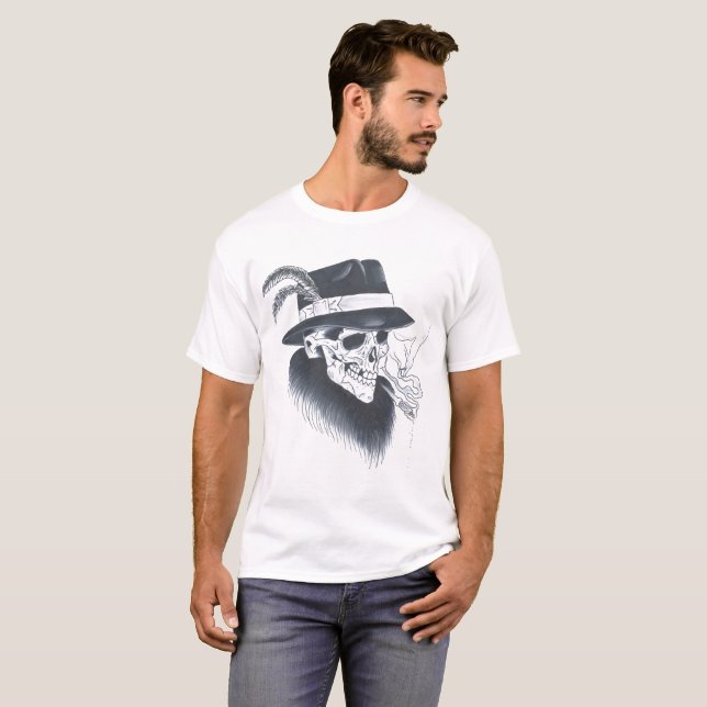 Mens weißer alter Schädel T-Shirt (Vorne ganz)