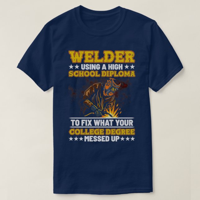 Mens Welder mit einem Schulabschluss T-Shirt (Design vorne)