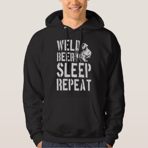 Mens Welder Weld Beer Sleep Wiederholung Funny Wel Hoodie