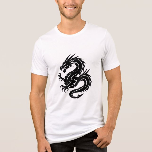men's white dragon symbol t-shirt Tri-Blend shirt (Vorderseite)