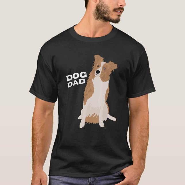Mens White & Red Merle Border Collie Dog Vater Man T-Shirt (Vorderseite)