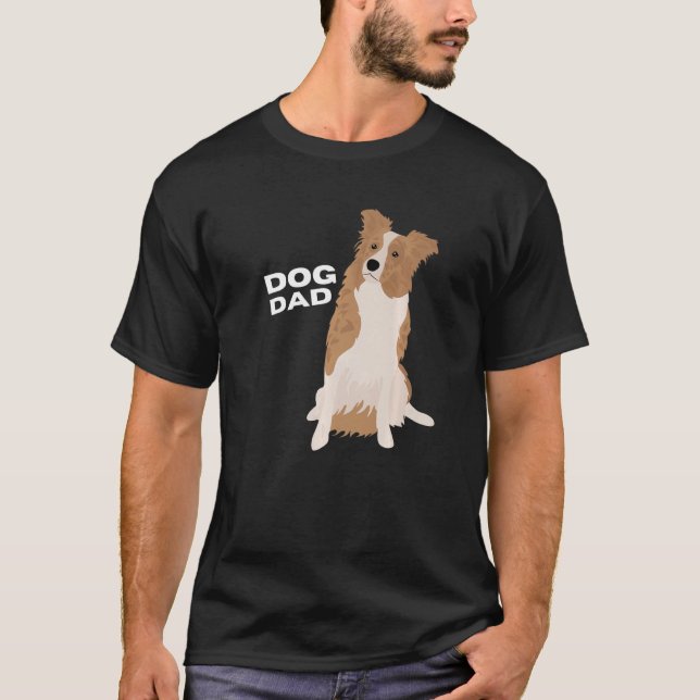 Mens White & Red Merle Border Collie Dog Vater Man T-Shirt (Vorderseite)