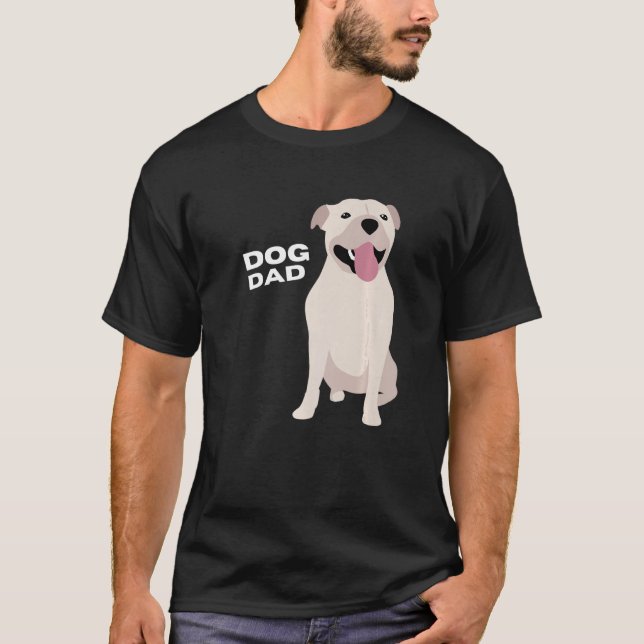 Mens White Staffordshire Bull Terrier Dog Vater Ma T-Shirt (Vorderseite)