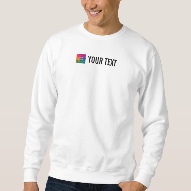 Mens White Sweatshirt Template hinzufügen Bildtext (Vorderseite)
