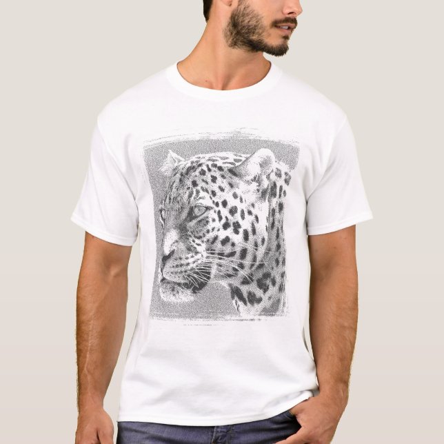 Mens White T Shirts Leopard Leopard Leopard Elegan (Vorderseite)