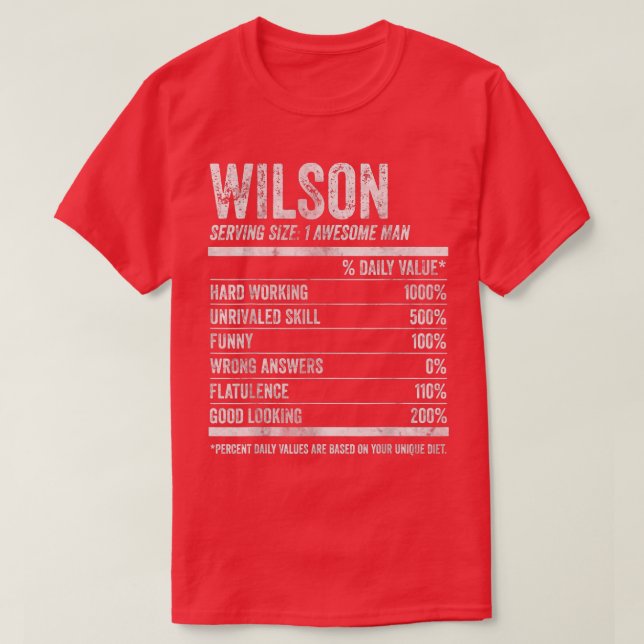 Mens Wilson Nutrition Personalisiert Name Funny Na T-Shirt (Design vorne)