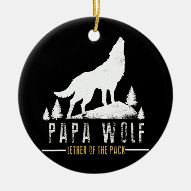 Mens Wolf Pack Vater Papa Wolf für Vater Keramik Ornament (Vorne)