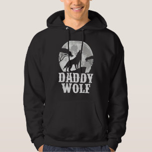 Mens Wolves heulend auf dem Mond Daddy Wolf Vater Hoodie