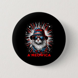 Mens Women Ameowica Funny Patriotic Katze Meowica Button