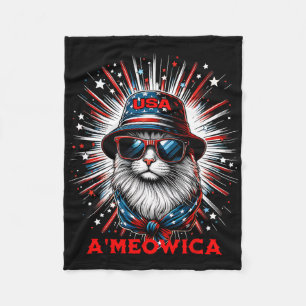 Mens Women Ameowica Funny Patriotic Katze Meowica Fleecedecke