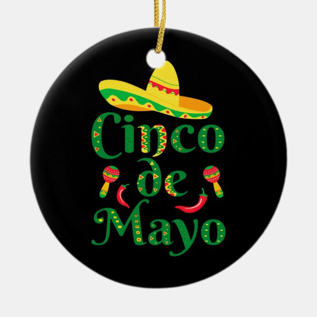 Mens Women Cinco De Mayo Sombrero Hat mexican Keramik Ornament (Vorne)