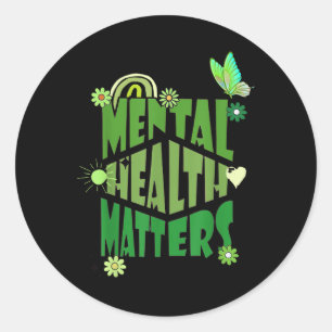 Mens Women Kids Mental Health Green Ribbon Aware Runder Aufkleber