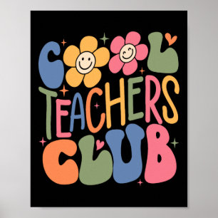 Mens Women Teacher Cool Teacher Club Zurück in die Poster