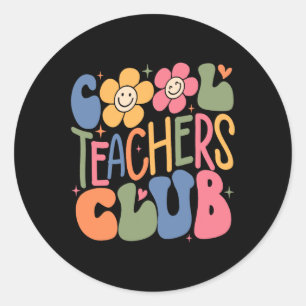 Mens Women Teacher Cool Teacher Club Zurück in die Runder Aufkleber