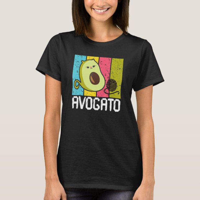 Mens Womens Avogato Cat Avocado Aguacate Retro T-Shirt (Vorderseite)