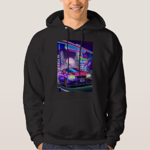 Mens Womens Nissan Skyline Gt-R34 Vaporwave Hoodie