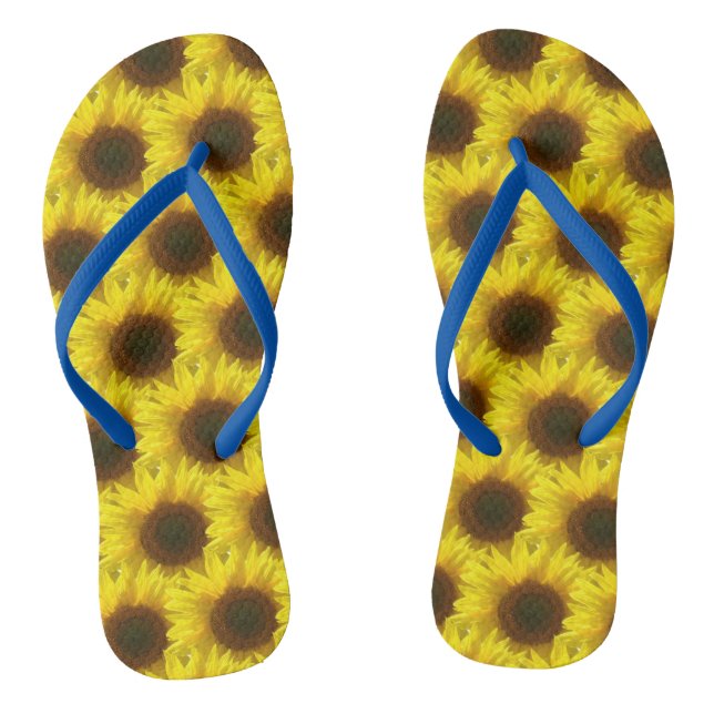 Mens Womens Unisex Sunflower Flip Flops (Fußbett)