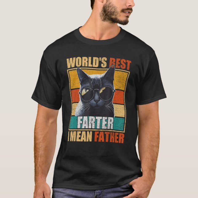 Mens Worlds Best Farter I Mean Father Best Cat Dad T-Shirt (Vorderseite)