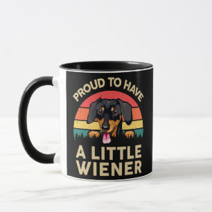 Mens Würstchen Hund Vater stolz auf eine kleine Da Tasse