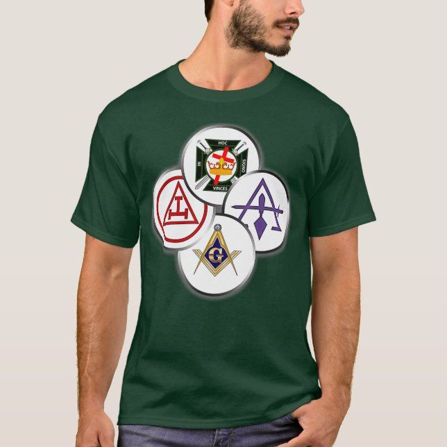 Mens York Rite Mason Circles Masonic T-Shirt (Vorderseite)