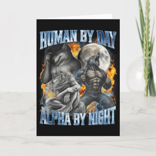 Mensch bei Tag Alpha bei Nacht Cool Lustiger Alpha Karte
