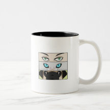 Mensch, Katze und Hund, die dich anschauen