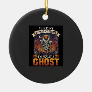 Mensch Kostüm Geist Kürbiskopf Friedhof Spinne Keramik Ornament