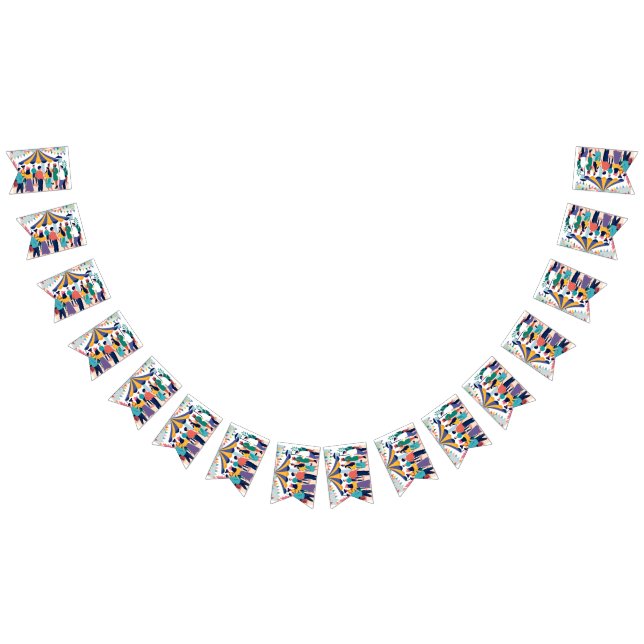 Mensch-Mingling-unter-einem-Kronleuchter-des-bunte Wimpelkette (Alle)