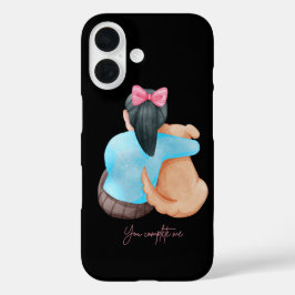 Mensch und Hund Rückansicht – Minimalistisches iPh iPhone 16 Hülle