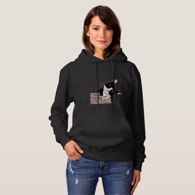 Mensch? Wo bist du? Katze Hoodie (Vorne ganz)
