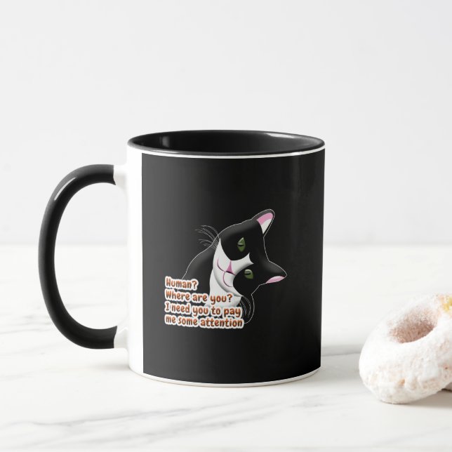 Mensch? Wo bist du? Katze Tasse (Mit Donut)