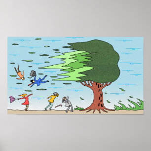 Menschen an dem Tag, an dem ein Sturm zuschlug. Poster