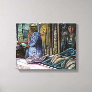 Menschen der Wüste, Geschenke des Meeres. Jerusale Leinwanddruck