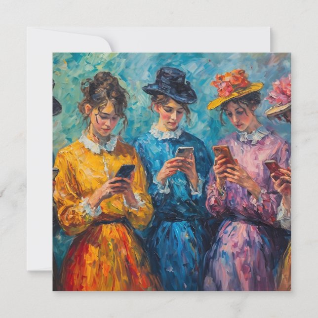 Menschen des 19. Jahrhunderts mit Smartphones (Vorderseite)