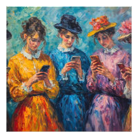 Menschen des 19. Jahrhunderts mit Smartphones