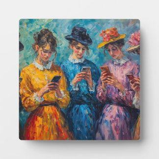 Menschen des 19. Jahrhunderts mit Smartphones Fotoplatte