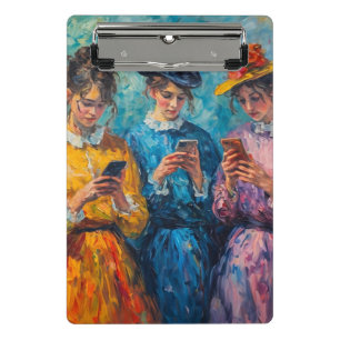 Menschen des 19. Jahrhunderts mit Smartphones Mini Klemmbrett