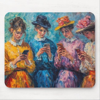 Menschen des 19. Jahrhunderts mit Smartphones Mousepad