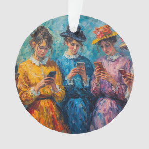 Menschen des 19. Jahrhunderts mit Smartphones Ornament