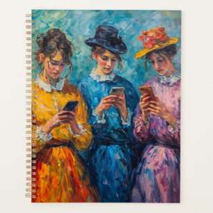 Menschen des 19. Jahrhunderts mit Smartphones Planer