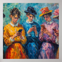 Menschen des 19. Jahrhunderts mit Smartphones