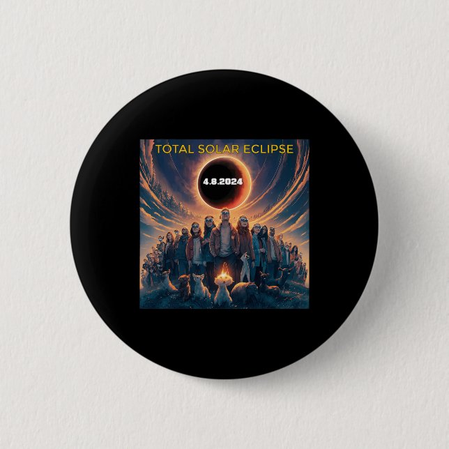 Menschen Eclipse Gles Total Solar Eclipse 2024 Button (Vorderseite)