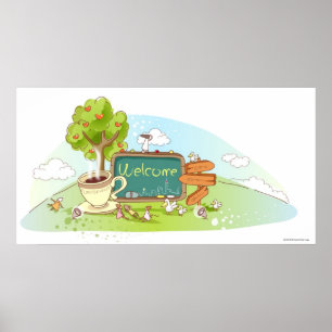 Menschen entspannen sich durch Informationszeichen Poster