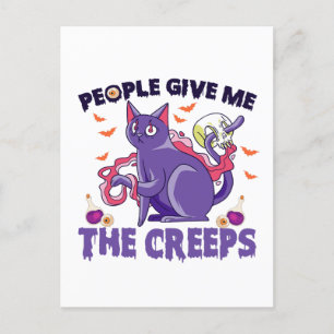 Menschen geben mir die Creeps Gruselige Katze Hall Postkarte