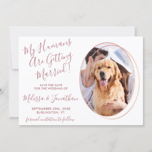 Menschen heiraten Foto Haustier Hochzeit Roségold Save The Date