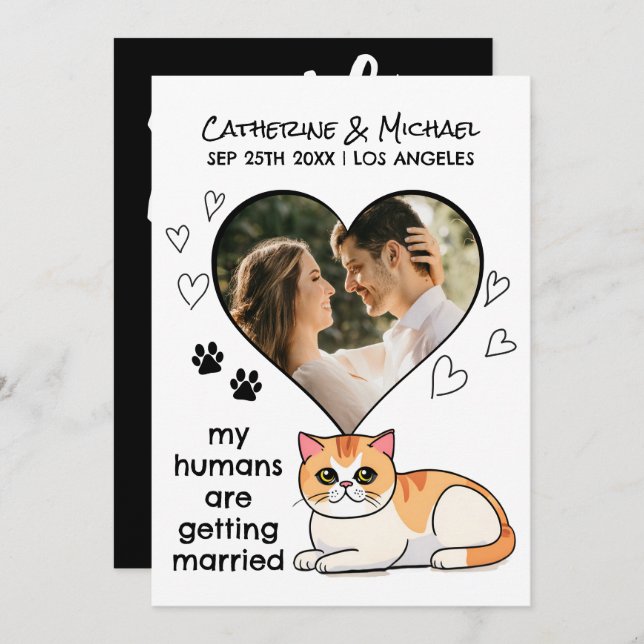 Menschen heiraten Niedliche Katzen Liebhaber Hand  Save The Date (Vorne/Hinten)