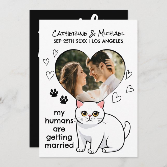 Menschen heiraten Niedliche Katzen Liebhaber Hand  Save The Date (Vorne/Hinten)