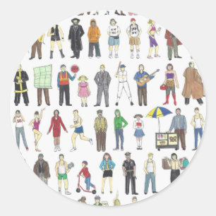 Menschen im New Yorker NYC Runder Aufkleber