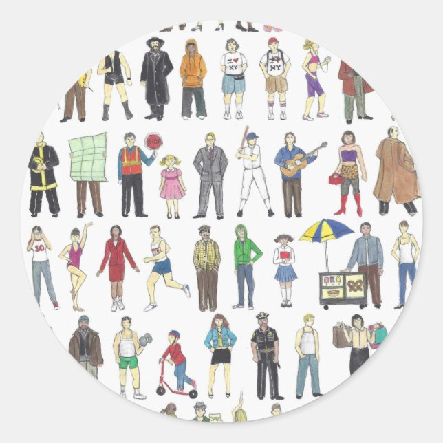 Menschen im New Yorker NYC Runder Aufkleber (Vorderseite)