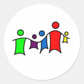 Menschen mit Händen Runder Aufkleber